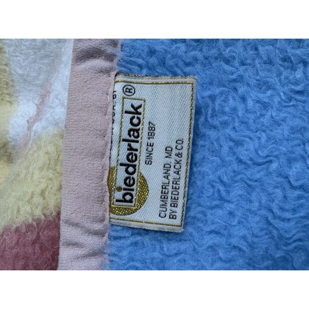 Vintage Biederlack Blanket Throw Southwestern Geometric Pastel Reversible USA